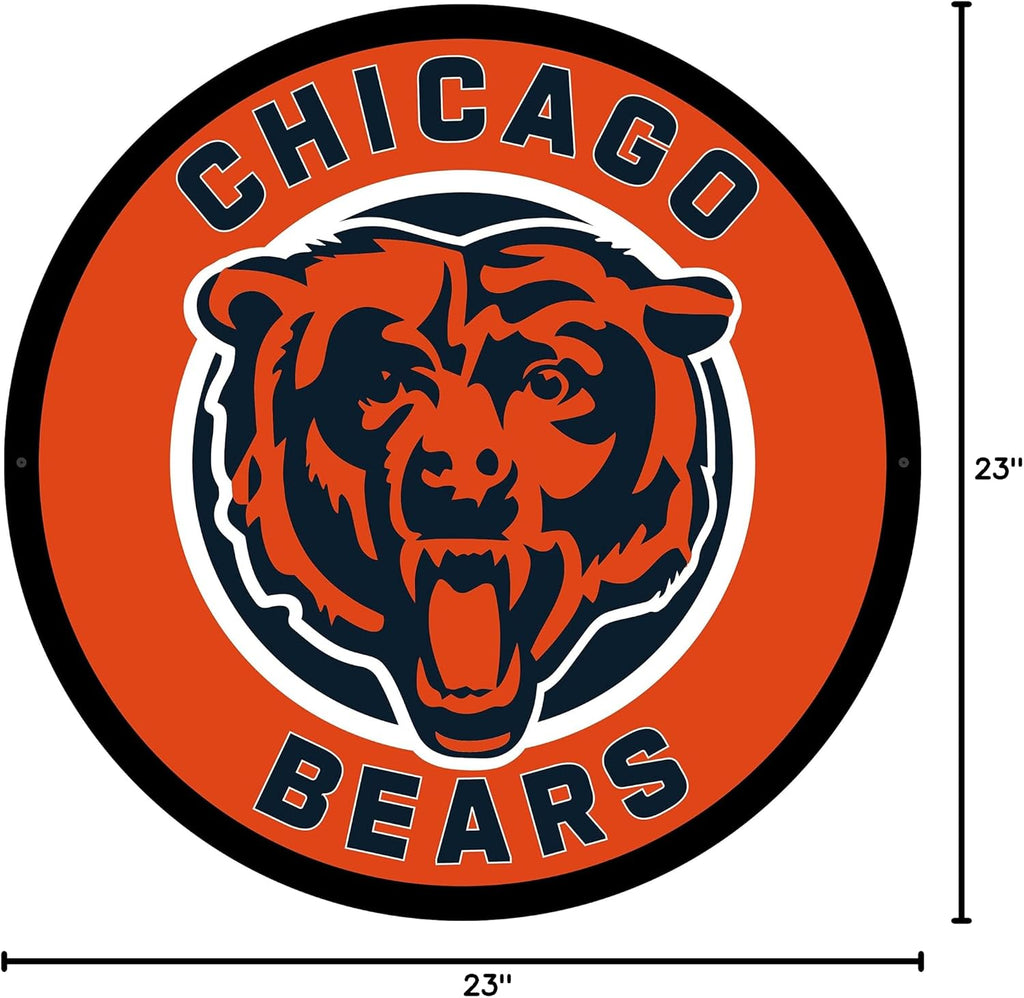 Team Sports America Evergreen NFL Chicago Bears | Ultra-Thin LED Light Wall Sign Decor | 23 Inch Round | Made in the USA