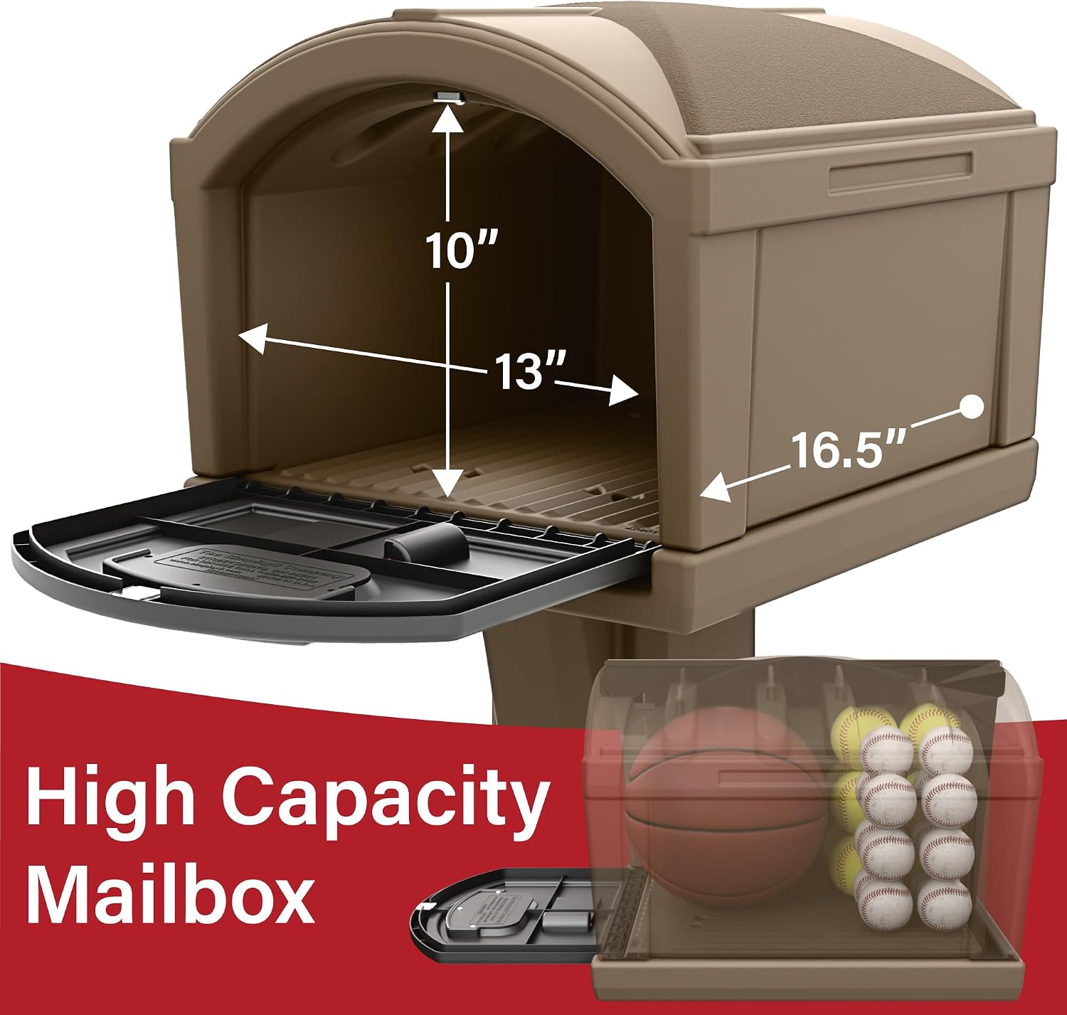 Simplay3 USPS T4 Extra Large Capacity XL Dig-Free Mailbox with Durable Double-Wall Construction, Weather-Resistant Design, and Easy No-Dig Installation, Driftwood, Made in the USA