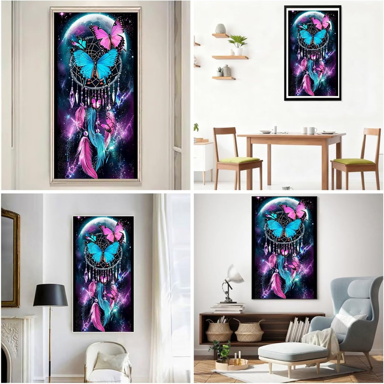 Diamond Art Kits for Adults Dreamcatcher Diamond Painting Kits, 5D DIY Square Butterfly Full Drill Dimond Art Paintings Crafts for Adults for Gift Home Wall Decor, Large Size 40 x 80 Inch, Model642