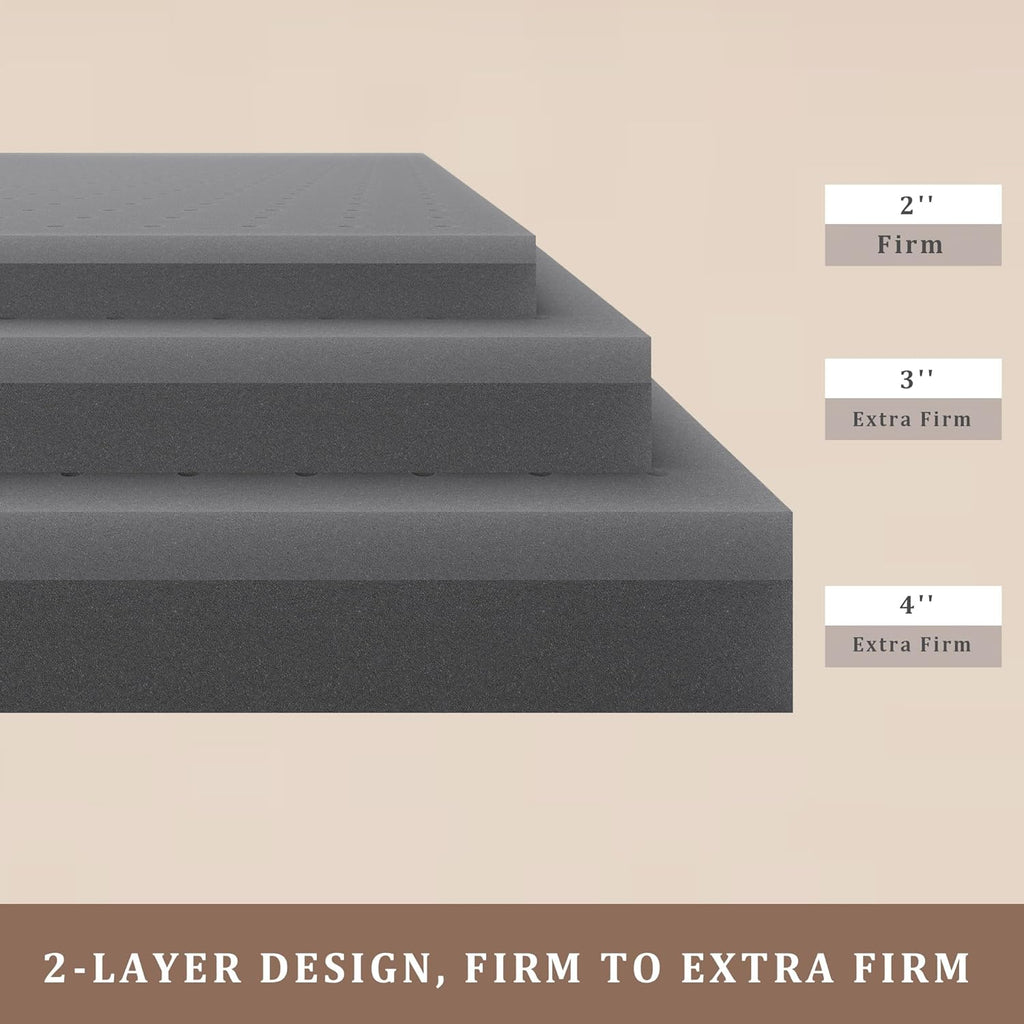 Sleepmax Extra Firm Mattress Topper King Size 4 Inch - Firm Memory Foam Bed Topper Pressure Relief - Ventilated Cooling High-Density Foam Pad Extra Hard - No Odor, CertiPUR-US Certified