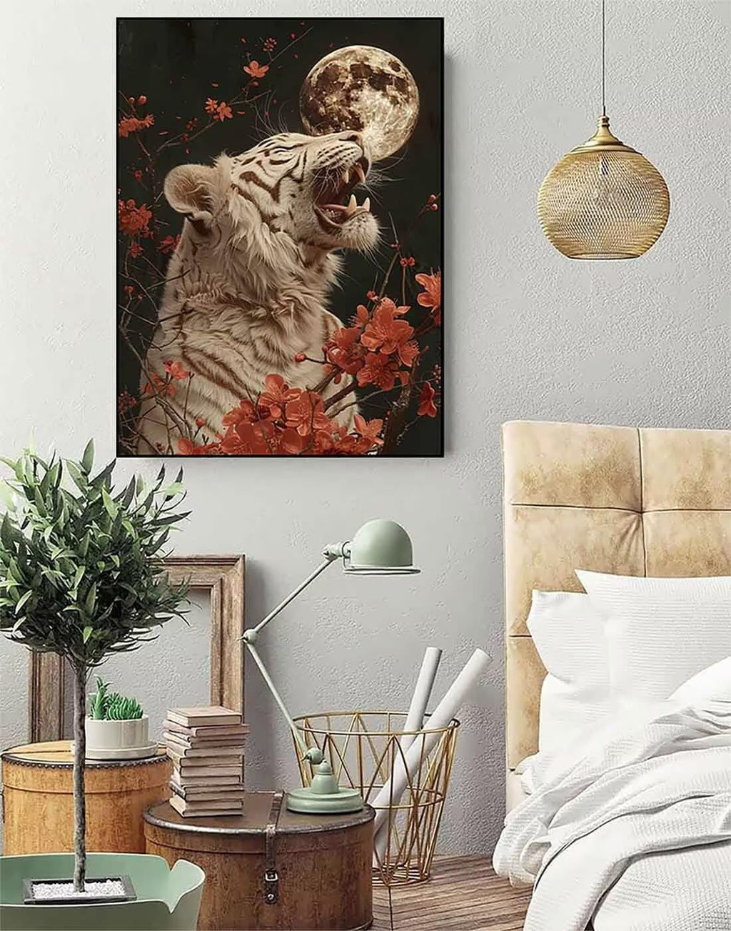 Tiger Diamond Art Kits for Adults Beginners, Moon Diamond Painting Large 36 X 48inch, 5D Gem Art Crafts for Adults Mosaic Kits, Full Drill Square Dimond Dots Crystal Paintings, Home Decor -zjn2506S6