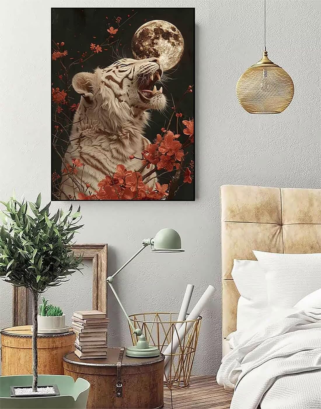Tiger Diamond Art Kits for Adults Beginners, Moon Diamond Painting Large 40 X 54inch, 5D Gem Art Crafts for Adults Mosaic Kits, Full Drill Square Dimond Dots Crystal Paintings, Home Decor -zjn250682