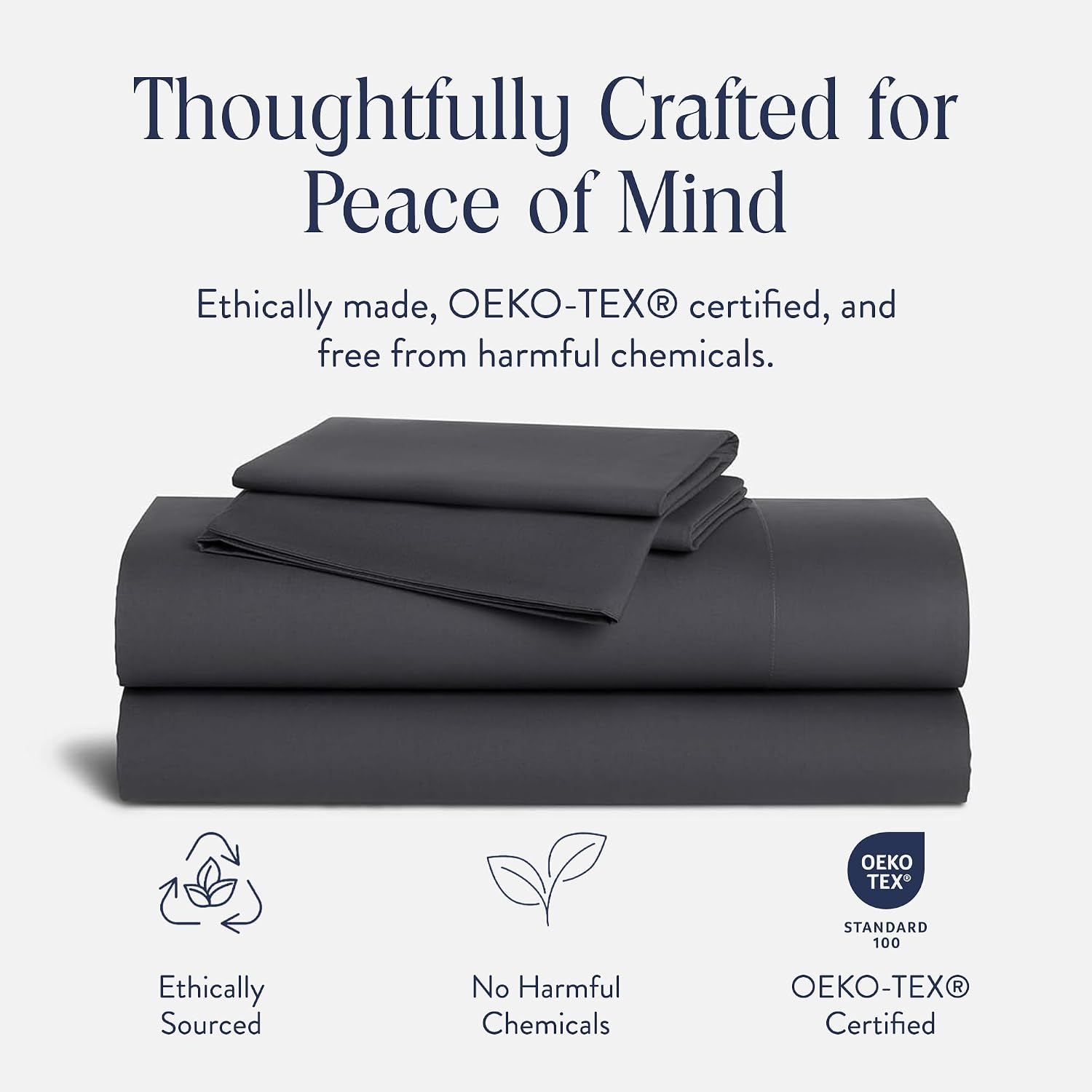 Brooklinen Luxury Percale Sheet Set - 4 Piece 100% Cotton Bed Sheets - 1 Fitted & 1 Flat Sheet, 2 Pillowcases - Cotton Percale Sheets for Hot Sleepers (Full Size, Slate Grey)