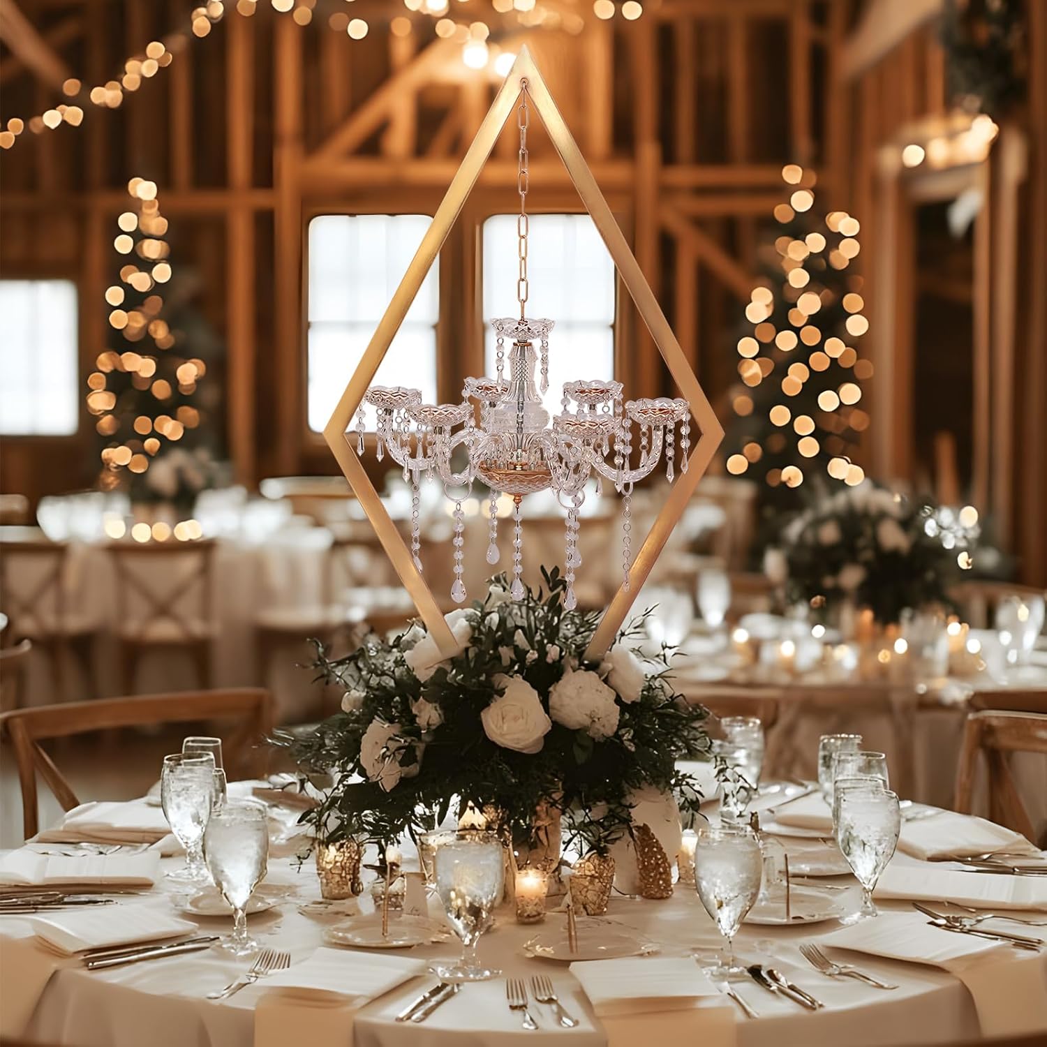 Metal Creative Diamond Candle Holder European Wedding Romantic Candle Holder Western Food Table Decoration Wedding Props (Gold, 2PCS)