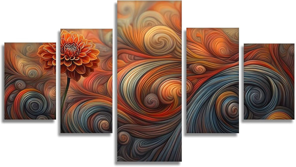 Abstract Diamond Art 5 Piece Diamond Painting Flowers 5D DIY Full Round Drill Dimond Art Paintings Crystal Crafts for Adults Gem Painting for Home Decor, Large Artwork for Wall 40 x 80 Inch, Model321