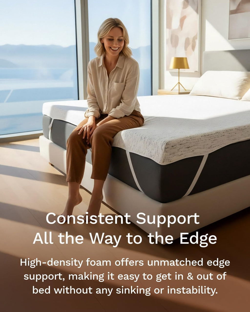 ViscoSoft 3 Inch Memory Foam Mattress Topper King - Select High Density Mattress Pad with Soft Removable Bamboo-Rayon Cover