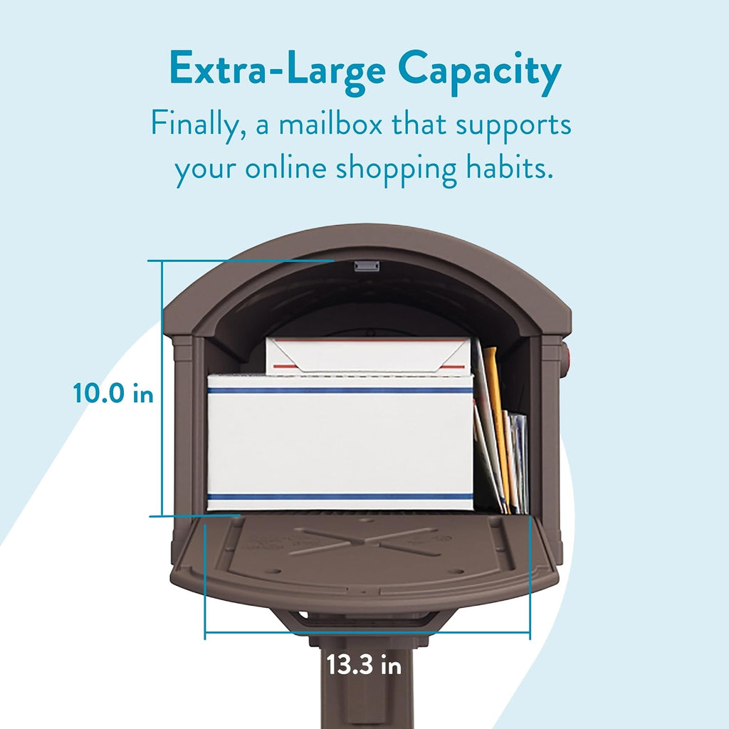 Architectural Mailboxes Grand Haven Plastic Mailbox and Post Kit, GHC40MAM, Mocha, Extra Large Capacity