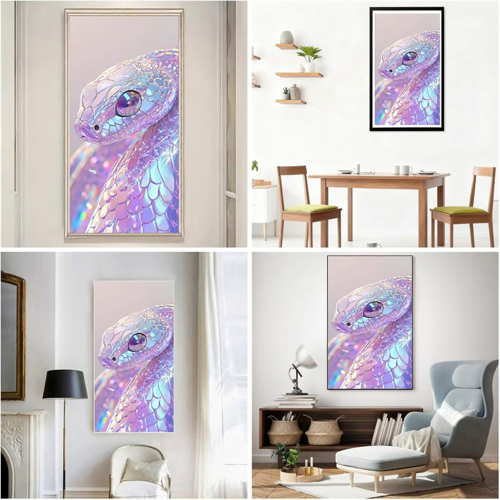 Diamond Art Kits for Adults Pink Diamond Painting Kits, 5D DIY Square Snake Full Drill Dimond Art Paintings Crystal Rhinestones Crafts for Adults for Home Wall Decor, Large Size 36 x 72 Inch, Model780
