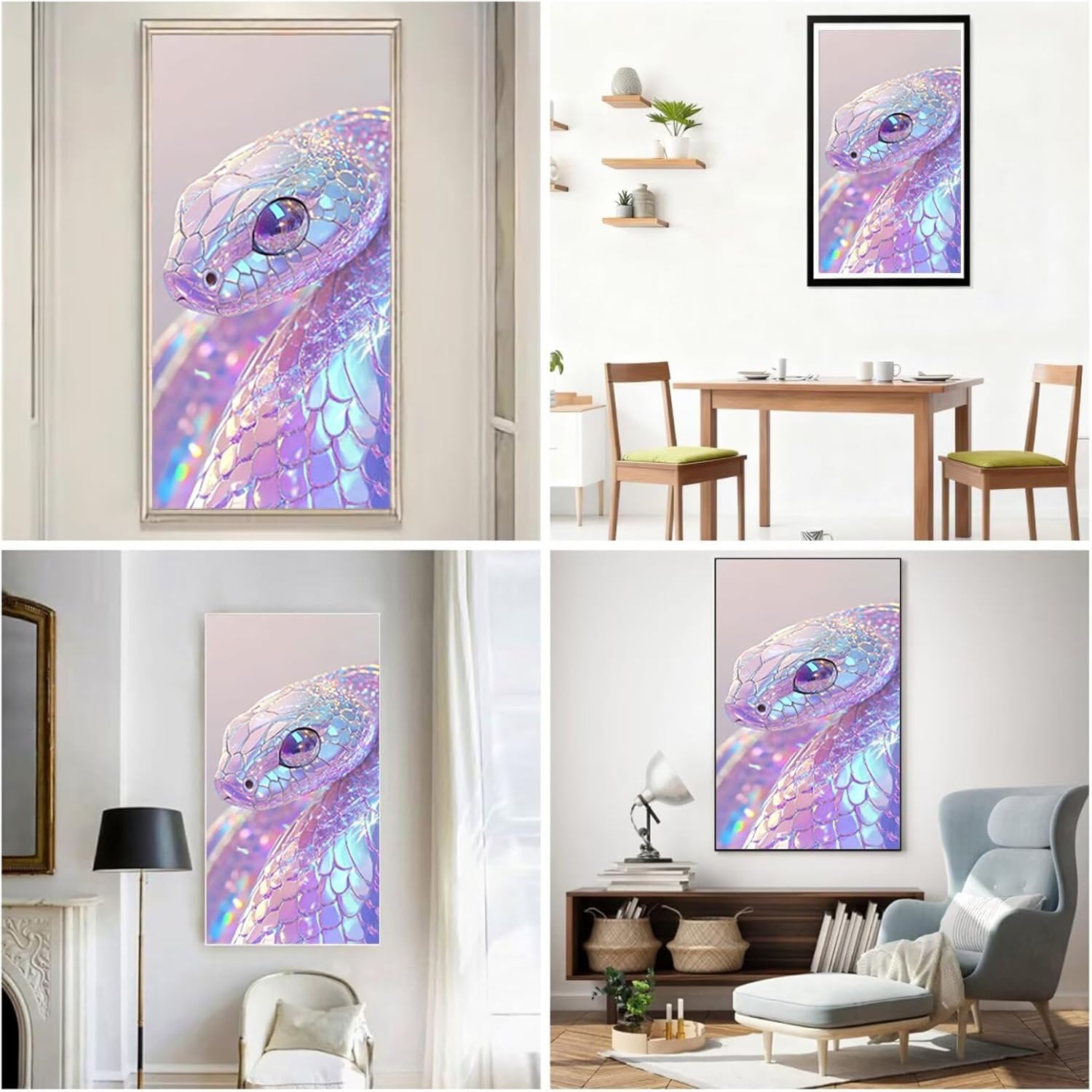 Diamond Art Kits for Adults Pink Diamond Painting Kits, 5D DIY Square Snake Full Drill Dimond Art Paintings Crystal Rhinestones Crafts for Adults for Home Wall Decor, Large Size 36 x 72 Inch, Model780