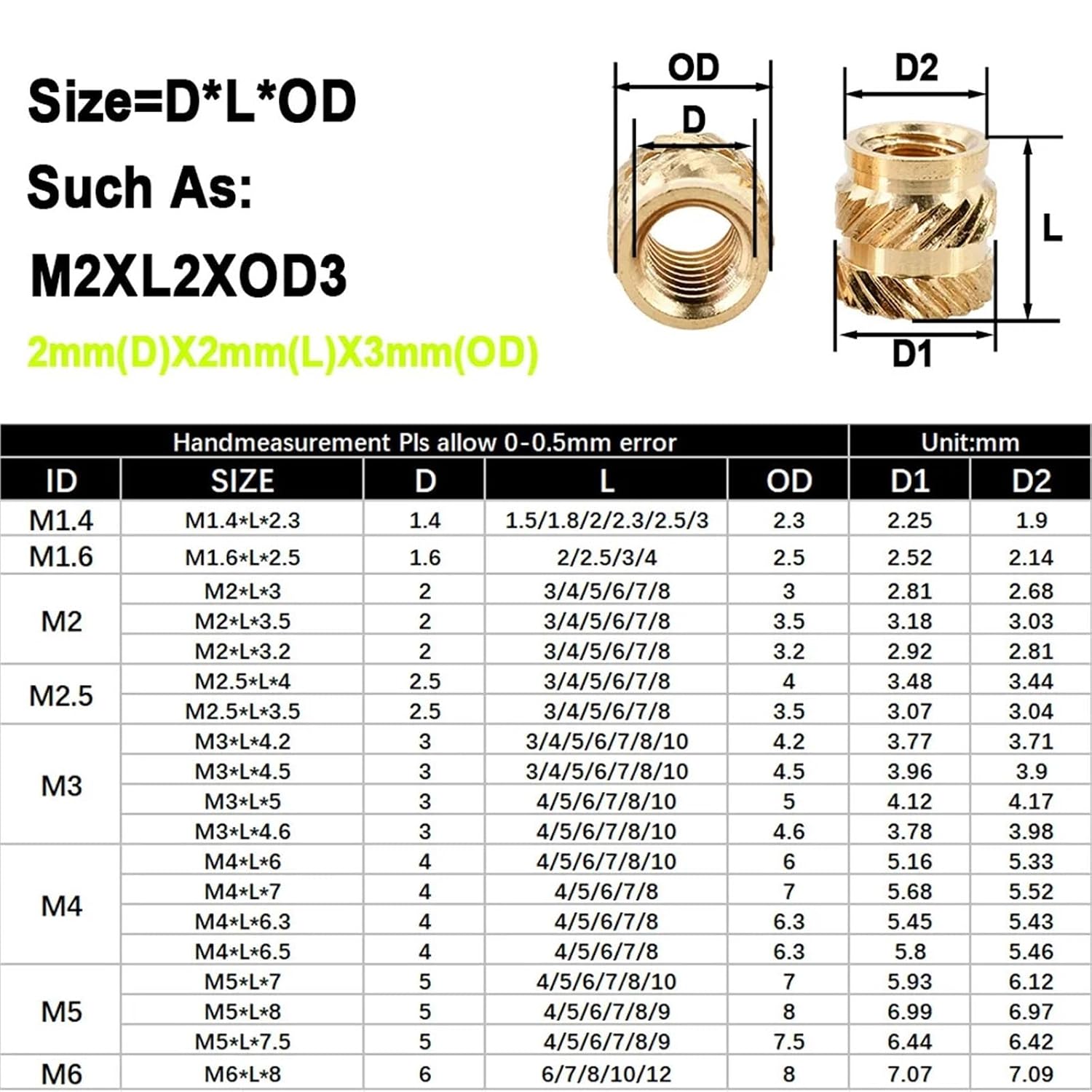 Brass Metric Knurled Nuts，Heat-Set Threaded Insert Brass Heat Insert Knurling Nut Set Hot Melt Inject Molding Copper Nut Kits Thermal Inserts(M3 M4 (1240pcs))