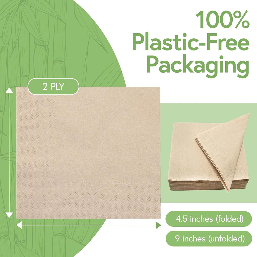 Jenvita 100% Bamboo Cocktail Napkins Bulk (6000-Pack) | 2-Ply FSC Certified | Compostable Bar Napkins Bulk for Party, Home or Commercial Use | 4.5 x 4.5 Inch Folded | Ideal for Weddings & Events