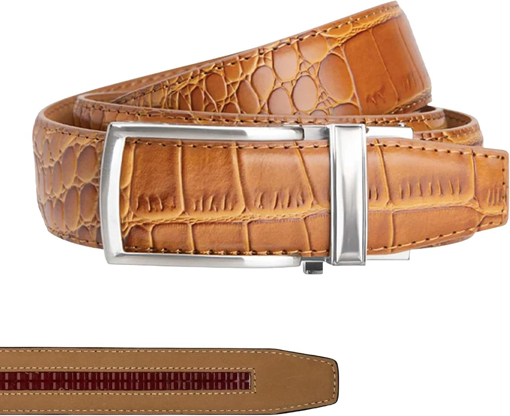 Nexbelt Aluminum Alligator Ratchet Golf Belt – For Casual Wear and Golfing - Quick Release Button – Fits up to 50' Waist