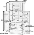 77'' Tall Freestanding Kitchen Pantry, 35''Lx17.7''W Wooden Kitchen Organizers Cupboard Storage Cabinet with Adjustable Shelves, Door Shelves, Drawers and Wine Racks (Blue-2.12)