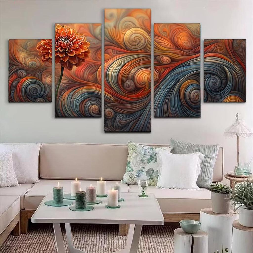 Abstract Diamond Art 5 Piece Diamond Painting Flowers 5D DIY Full Round Drill Dimond Art Paintings Crystal Crafts for Adults Gem Painting for Home Decor, Large Artwork for Wall 40 x 80 Inch, Model321