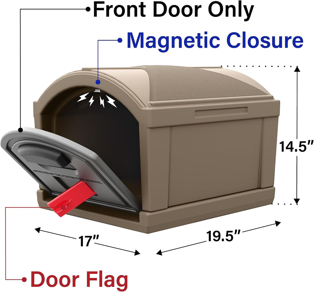 Simplay3 USPS T4 Extra Large Capacity XL Mailbox and Post Cover with Durable Double-Wall Construction, Weather-Resistant Design, Driftwood, Made in the USA