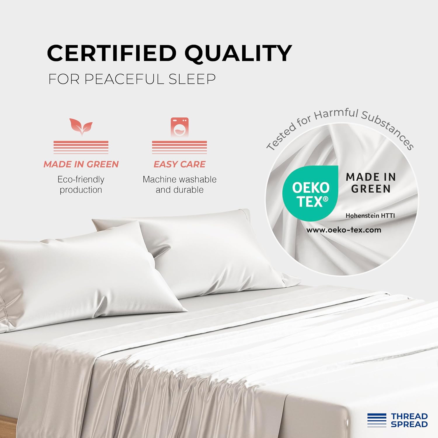 THREAD SPREAD 100% Egyptian Cotton Queen Size Sheet Set Pack of 2 - Luxury 1200 Series Plush Collection Egyptian Cotton Sheets Queen Size Silky Soft Cooling, Sateen 17' Deep Pocket Bedsheets - White