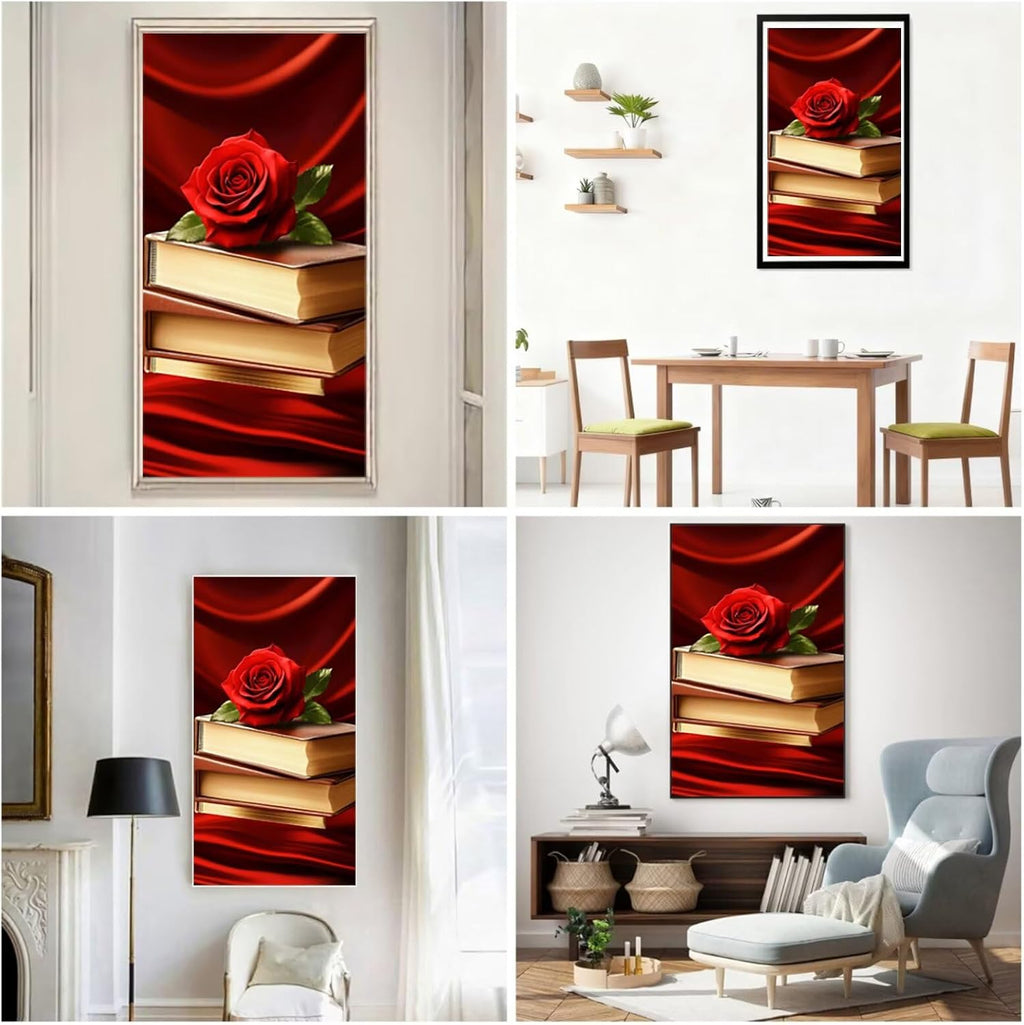 Diamond Art Kits for Adults Red Diamond Painting Kits, DIY Square Rose Full Drill Dimond Art Paintings Crystal Rhinestones Crafts for Adults for Gift Home Wall Decor, Large Size 36 x 72 Inch, Model966