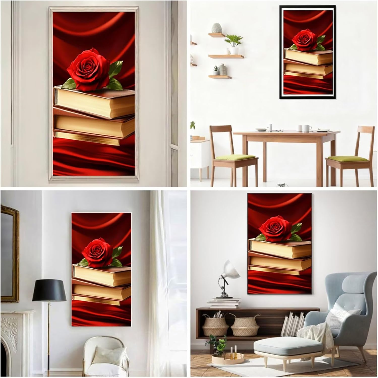 Diamond Art Kits for Adults Red Diamond Painting Kits, DIY Square Rose Full Drill Dimond Art Paintings Crystal Rhinestones Crafts for Adults for Gift Home Wall Decor, Large Size 36 x 72 Inch, Model966