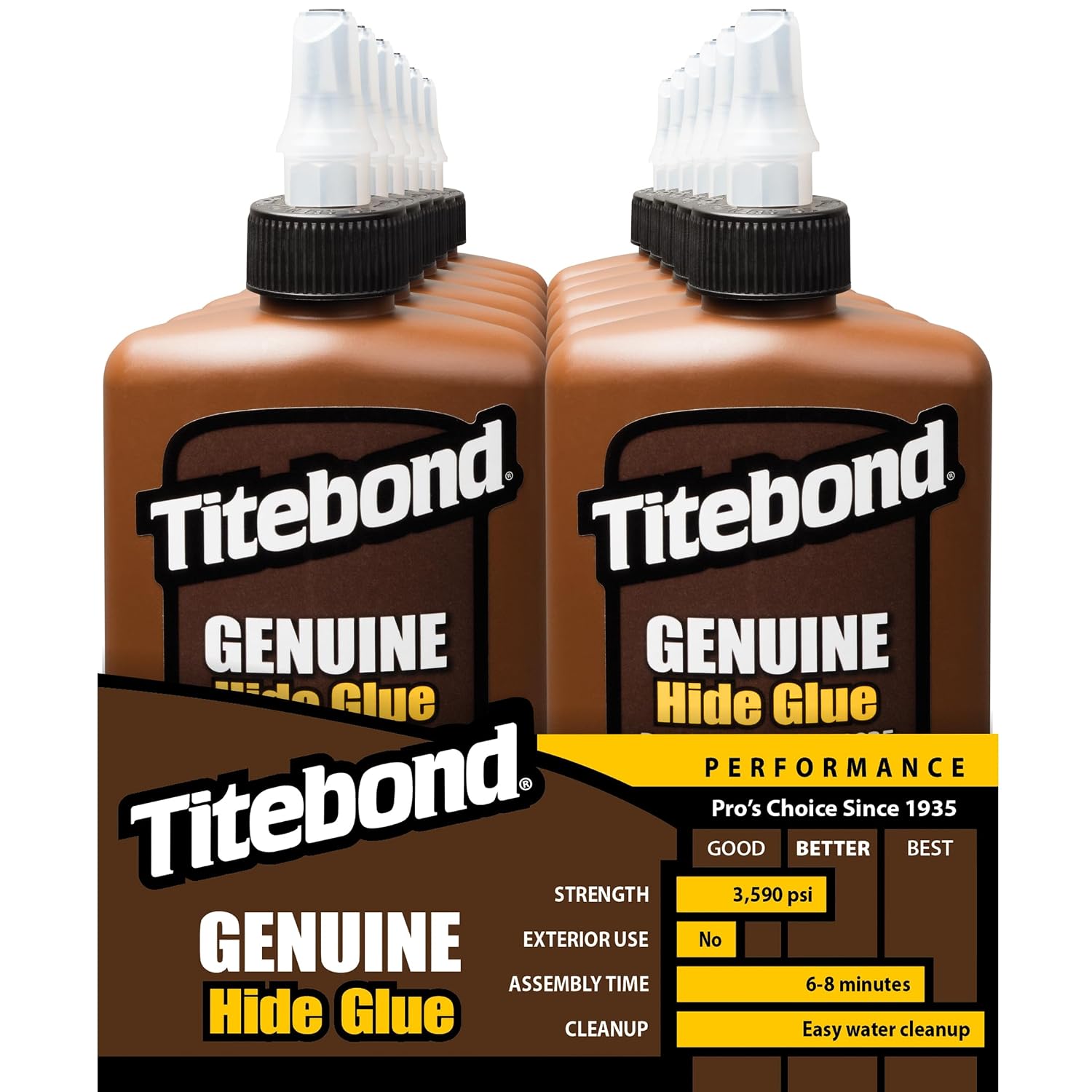 Titebond Genuine Hide Glue 8 Oz. (12 Pack) – Adhesive for Fine Furniture, Antique Restoration, Musical Instruments, Slow Set, Creep-Resistant, Creates Crackling Effect on Wood – 5013
