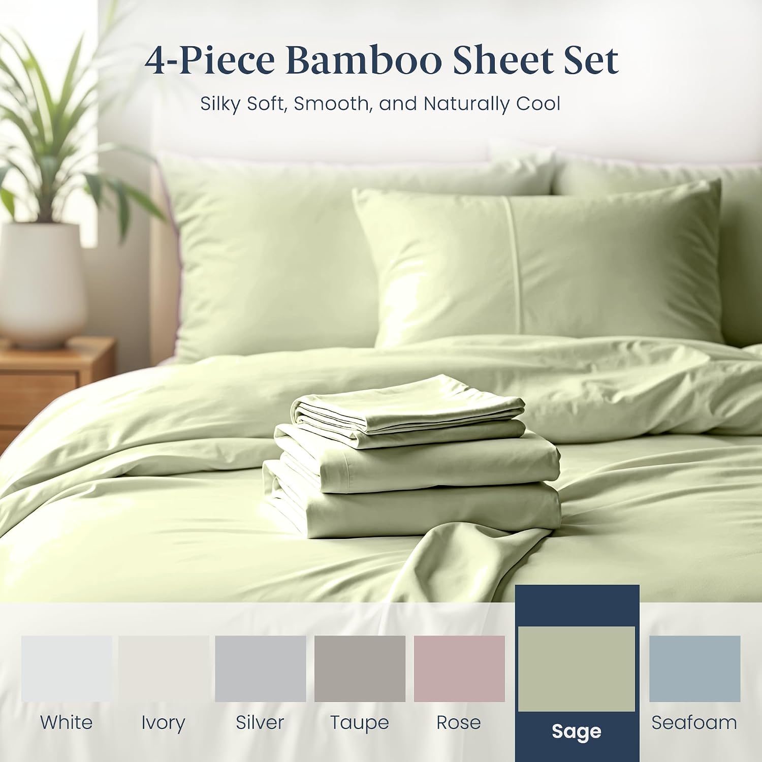 Ella Jayne Viscose Derived from Bamboo Sheets California King Size (4 Pieces) California King Size Ultra Soft & Luxuriously Cooling Eco-Friendly King Sheet Sets Deep Pockets 16 Inch (Sage)