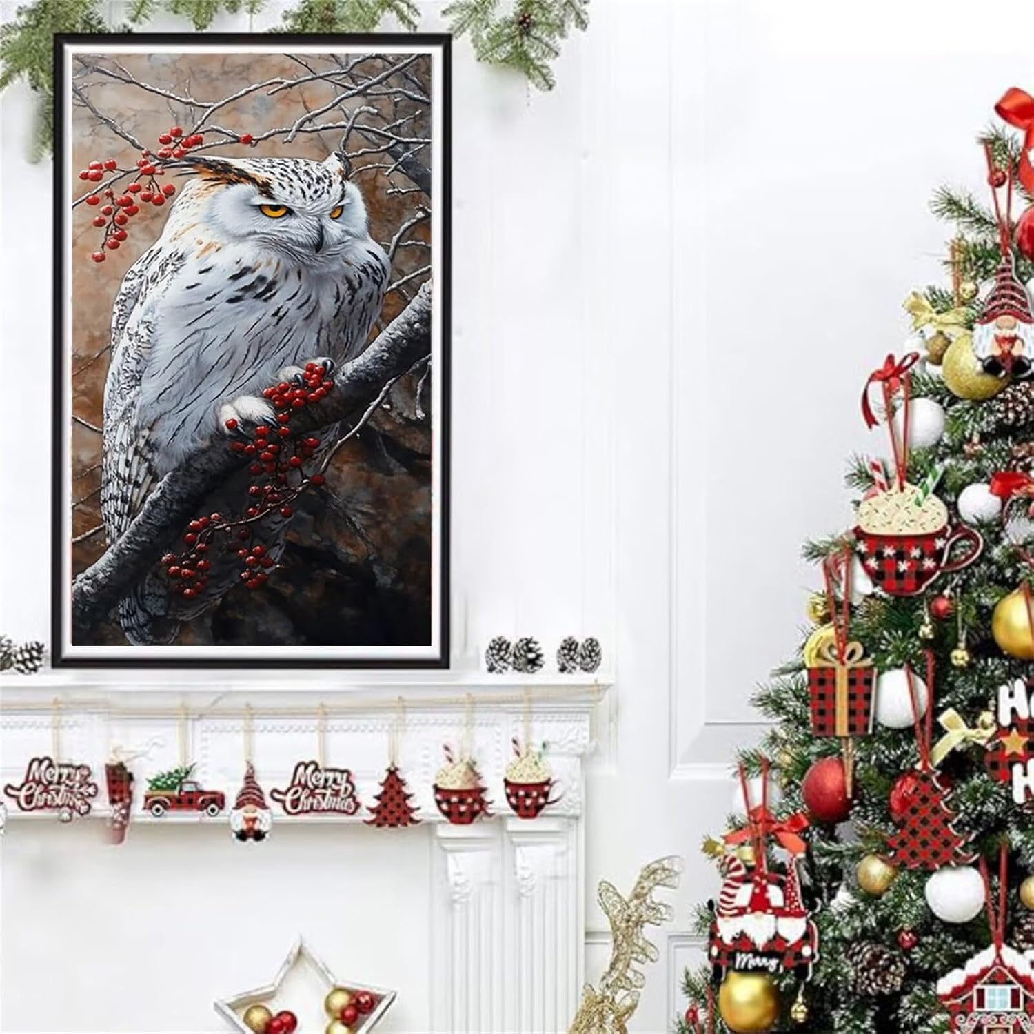 Diamond Art Kits for Adults Owl Diamond Painting Kits 5D DIY Round Snow Full Drill Dimond Art Paintings Crystal Rhinestones Crafts for Adults for Gift Home Wall Decor, Large Size 36 x 72 Inch,Model987
