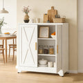 Metal Locker Cabinet, White Farmhouse Storage Cabinets with 2 Doors and Adjustable Shelves, 3 Tier Modern Storage Freestanding Sideboard for Living Room,School,Office Home Kitchen