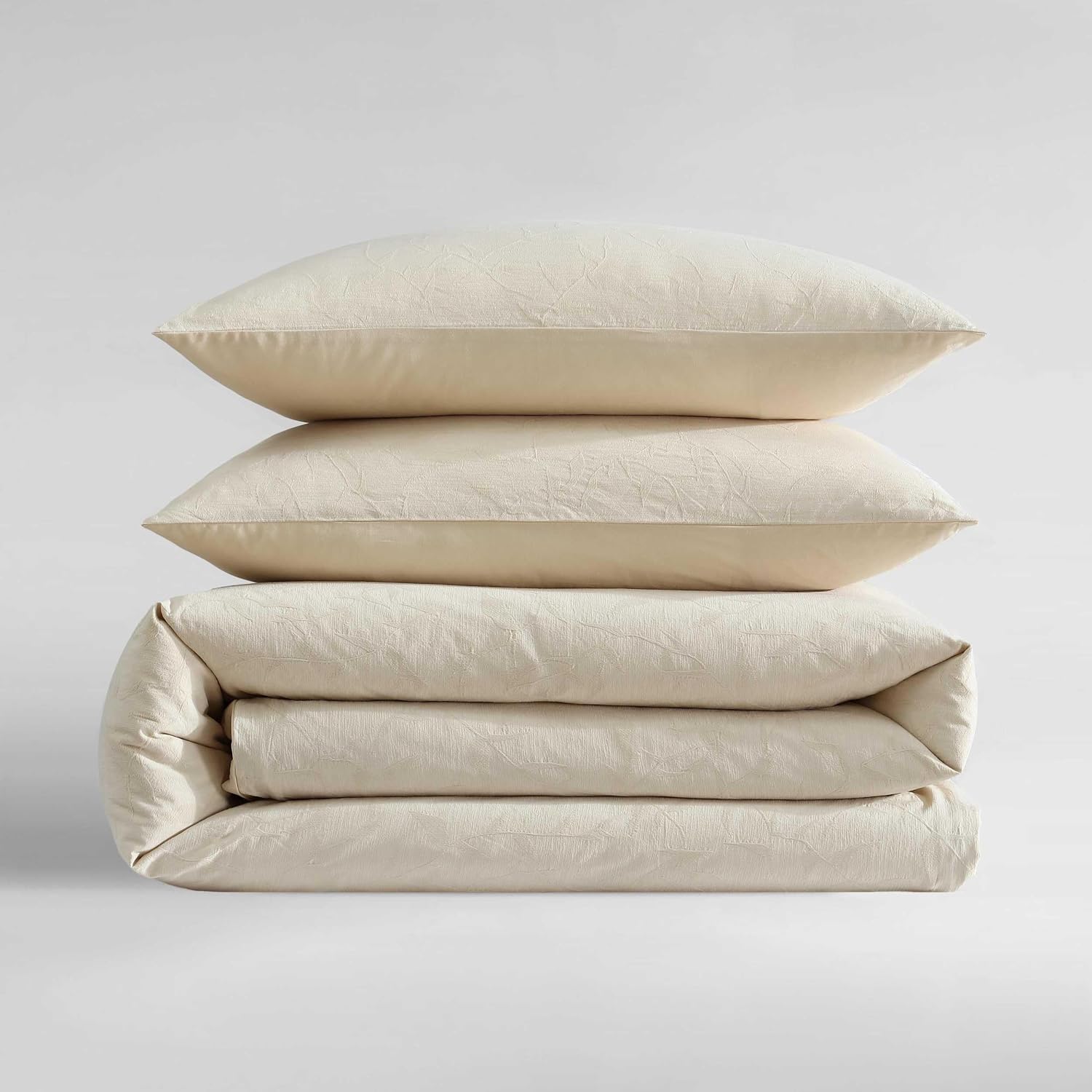 Calvin Klein - Queen Comforter Set, Floral Inspired Soft Bedding with Matching Shams, Oeko-Tex Certified (Branching Leaves Beige, Queen)