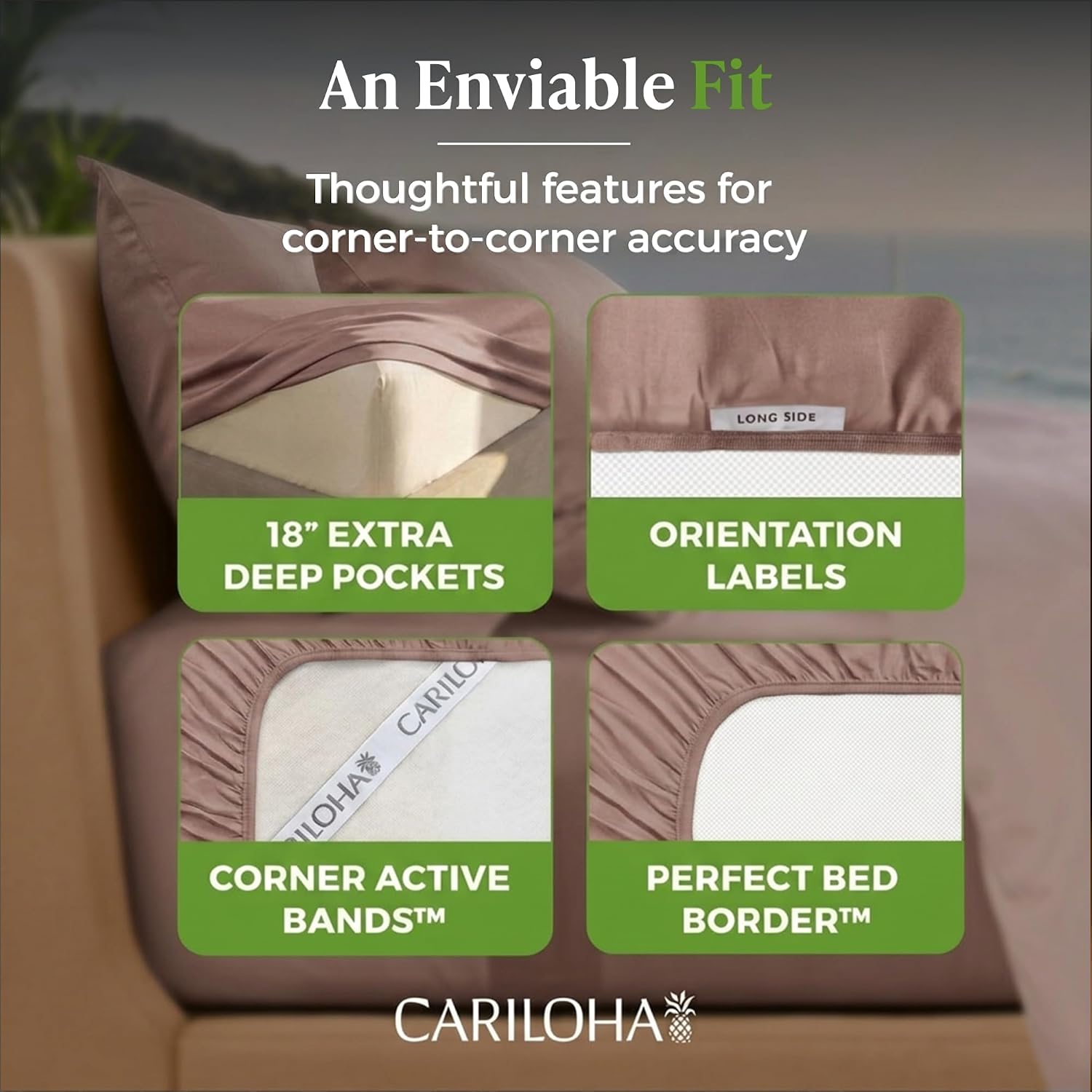 Cariloha Resort 4-Piece Sateen Sheet Set | Blush | Queen | Viscose Material | Allergy Resistant, Naturally Thermal-Regulating, Extra Soft Cooling Sheets for Hot Sleepers