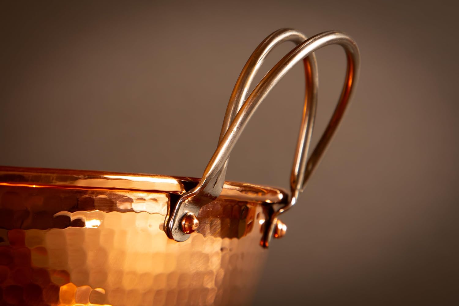 Sertodo Copper Handled Mixing Bowls | 3 Piece Set (8', 10', 12' diameters) | 100% Pure Copper, Heavy Gauge, Hand Hammered | Whip Eggs Whites to Perfection | NOT for Salads