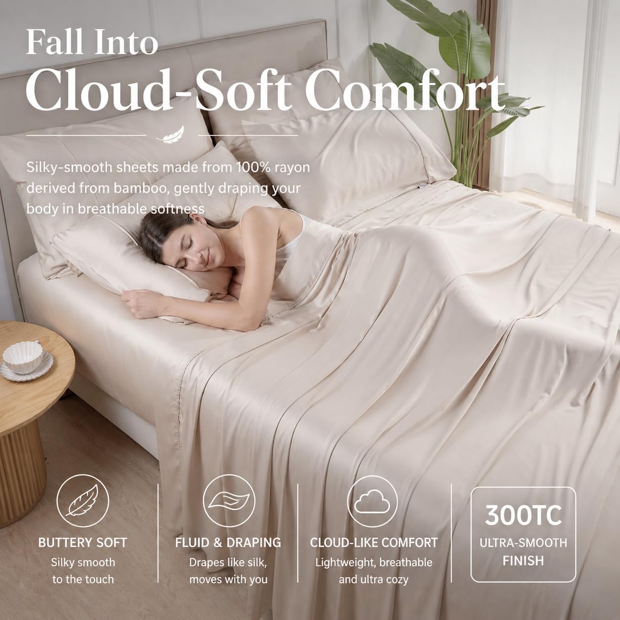 GOKOTTA Split King Sheets Set 5 Pieces, 100% Rayon Derived from Bamboo Sheets Split King Size, Soft Breathable Sheets, 16' Deep Pocket Sheets with Elastic Corner Straps, Moisture Wicking