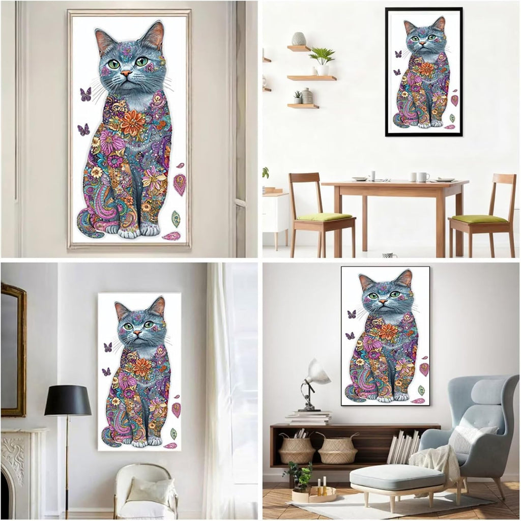 Diamond Art Kits for Adults Cat Diamond Painting Kits, 5D DIY Square Animal Full Drill Dimond Art Paintings Crystal Rhinestones Crafts for Adults for Home Wall Decor, Large Size 36 x 72 Inch, Model768