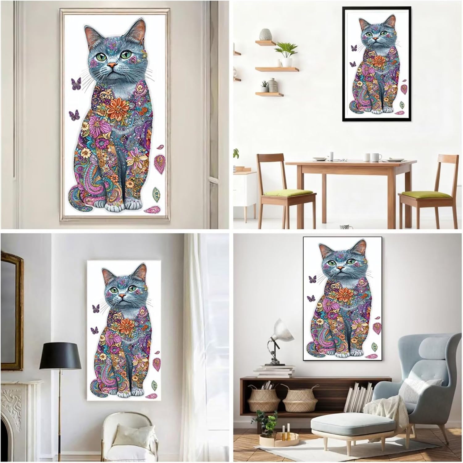 Diamond Art Kits for Adults Cat Diamond Painting Kits, 5D DIY Square Animal Full Drill Dimond Art Paintings Crystal Rhinestones Crafts for Adults for Home Wall Decor, Large Size 40 x 80 Inch, Model768