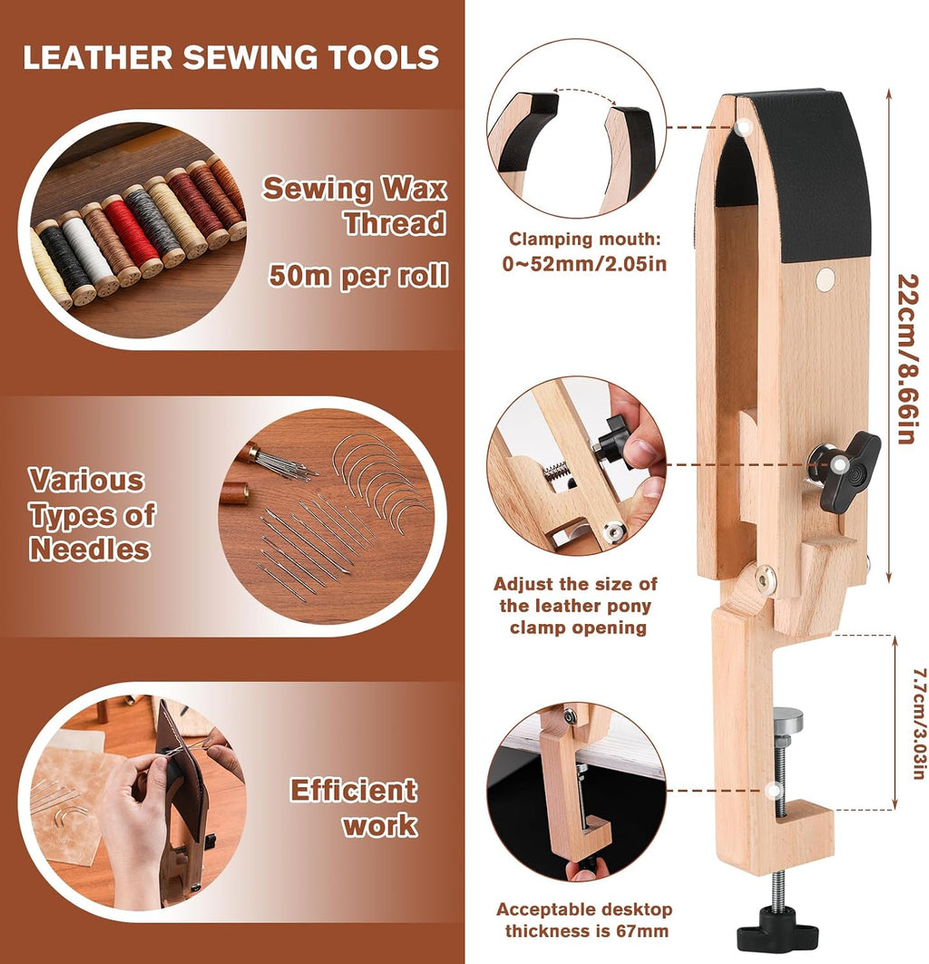 BUTUZE Leather Working Kit, Boxed Leather Tooling Kit, Leather Crafting Tool Kit, Cutting, Punching, Carving, Heavy Duty Leather Sewing Kit Professional Leather Working Tools and Supplies