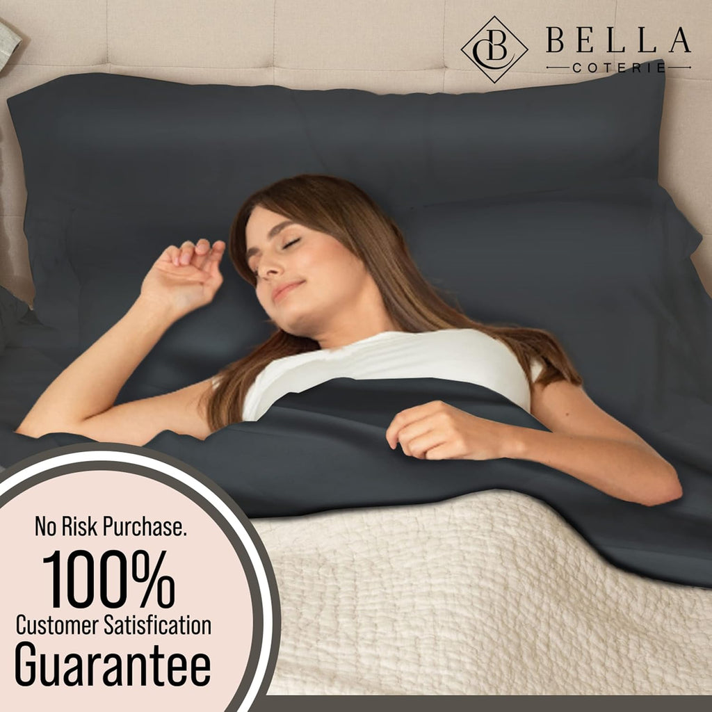 Bella Coterie Luxury Bamboo Viscose Queen Size Sheet Set | 100% Organically Grown | Ultra Soft | Cooling for Hot Sleepers | 18' Deep Pocket [Charcoal Grey]