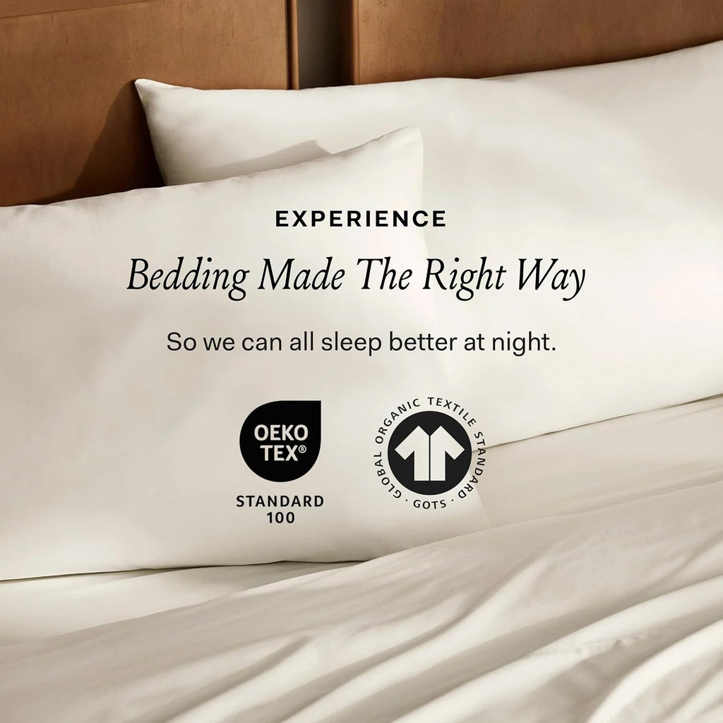 BOLL & BRANCH Signature Hemmed Sheet Set - King + Standard, Mineral - Luxury 100% Organic Cotton - Includes 1 Flat, 1 Fitted, 2 Standard Pillowcases - Buttery Soft