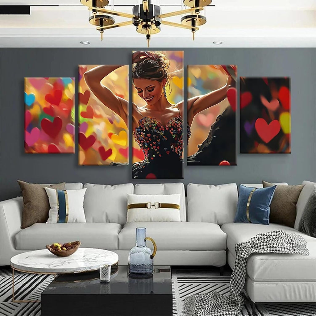 Ballet Diamond Art 5 Piece Diamond Painting Dancers 5D DIY Full Round Drill Dimond Art Paintings Rhinestones Crafts for Adults Gem Painting for Home Decor, Large Artwork for Wall 36 x 70 Inch,Model333