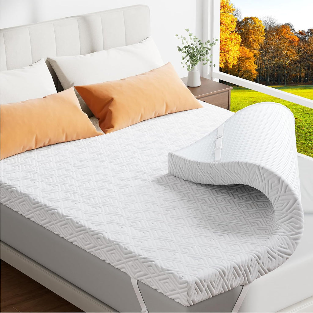Memory Foam Mattress Topper - 3 Inch Gel Mattress Pad for Pressure Relief, Premium Soft Cooling Sleep Bed Topper, Non-Slip Design with Removable & Washable Cover,Cal King