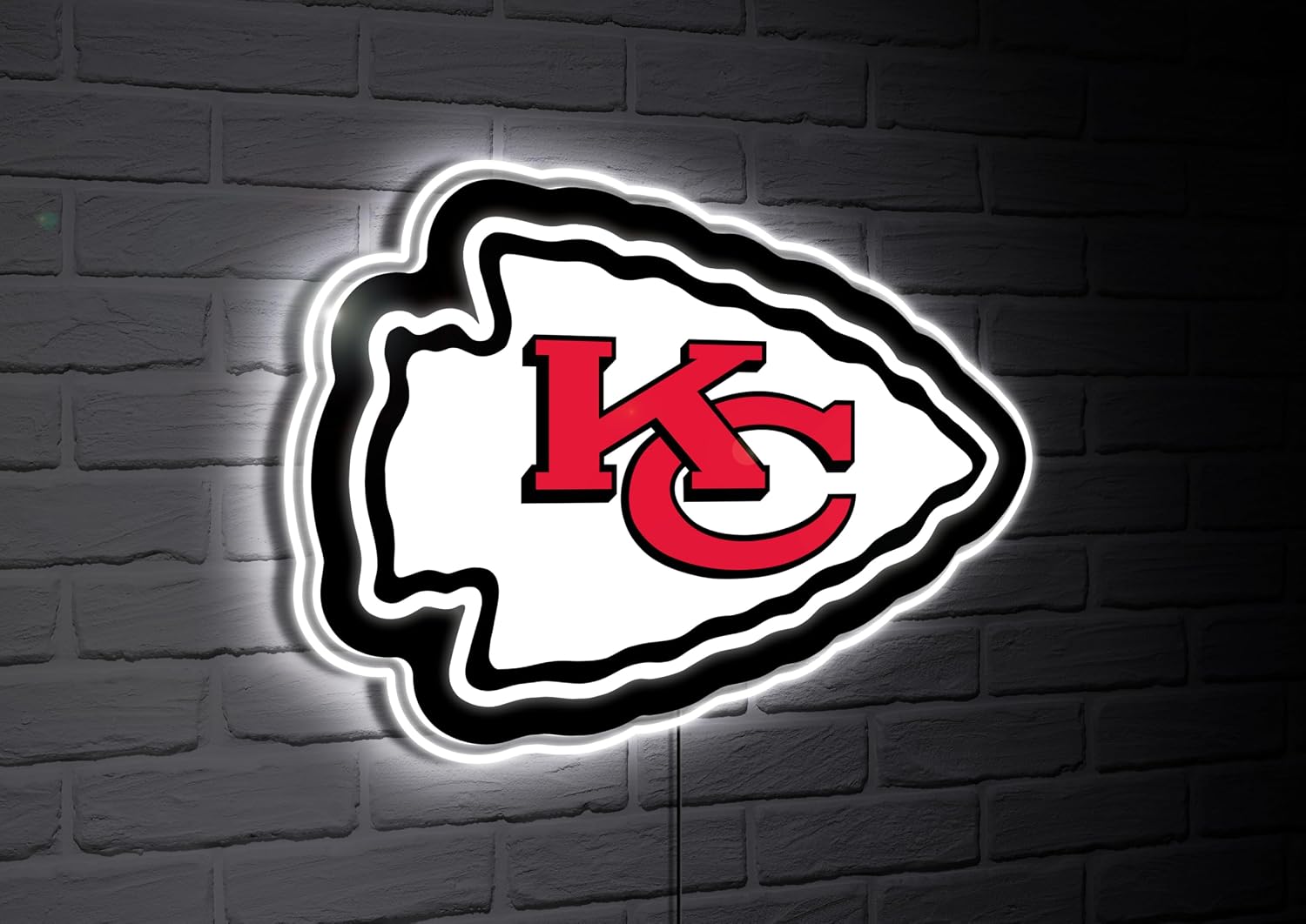 Team Sports America NFL Kansas City Chiefs Ultra-Thin LED Light Wall Sign Décor | Officially Licensed | 23 Inch Mascot Logo Shaped Wall Sign | Made in USA
