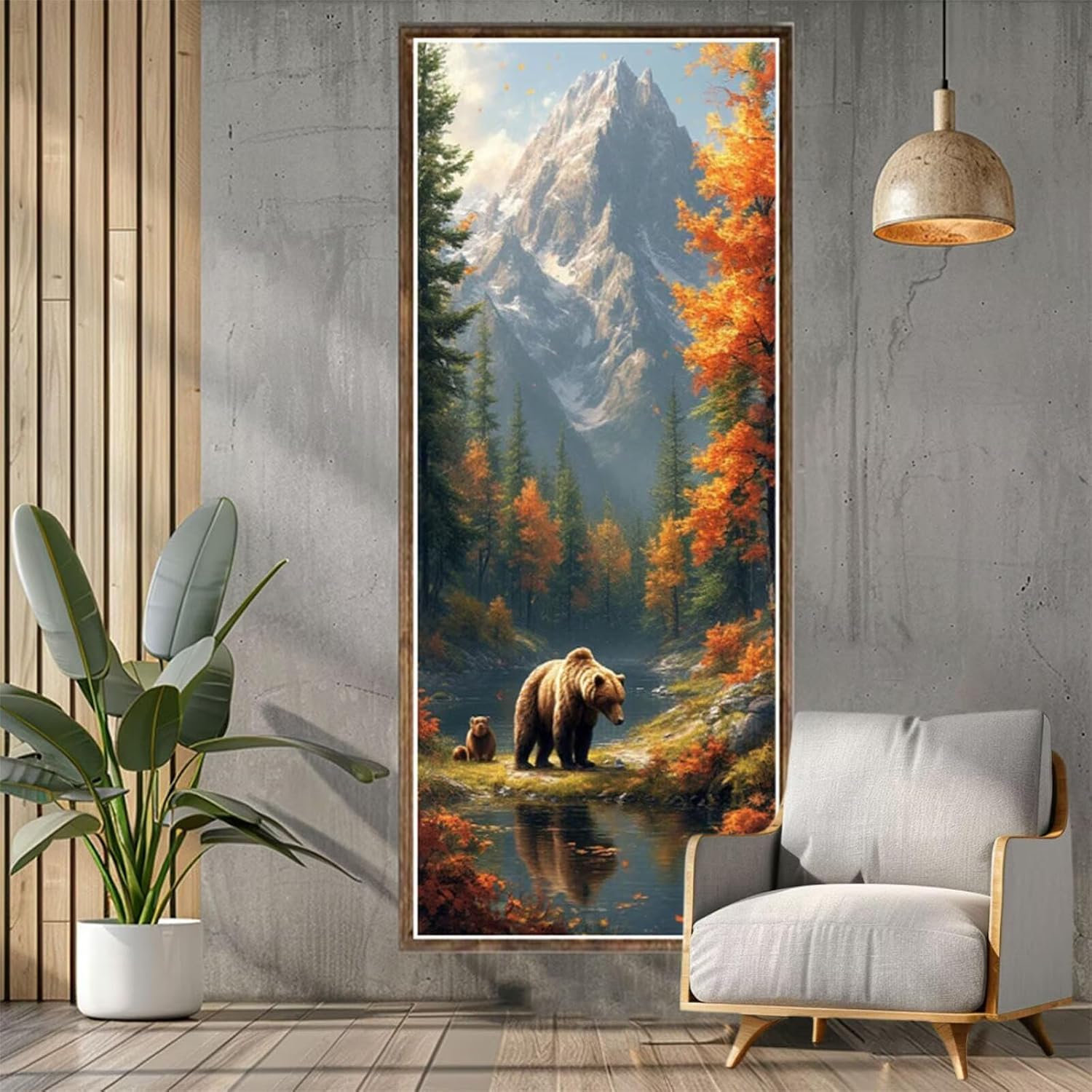 Forest Diamond Art Kits for Adults, Large Diamond Painting Bear Dimond Art Paintings by Numbers Kit for Beginner, 90x36inch Diamonds Pictures Crystal Arts Crafts for Room Decor, Gifts for Women Z1-982