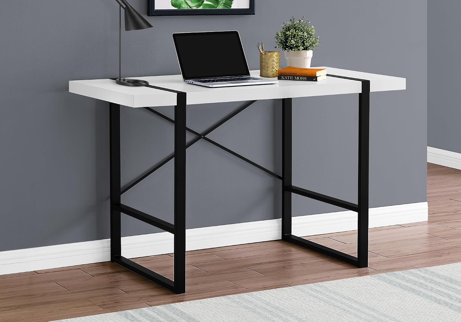 Monarch Specialties Laptop Table for Home & Office-Study Computer Desk-Modern Style-Metal Legs, 48' L, White