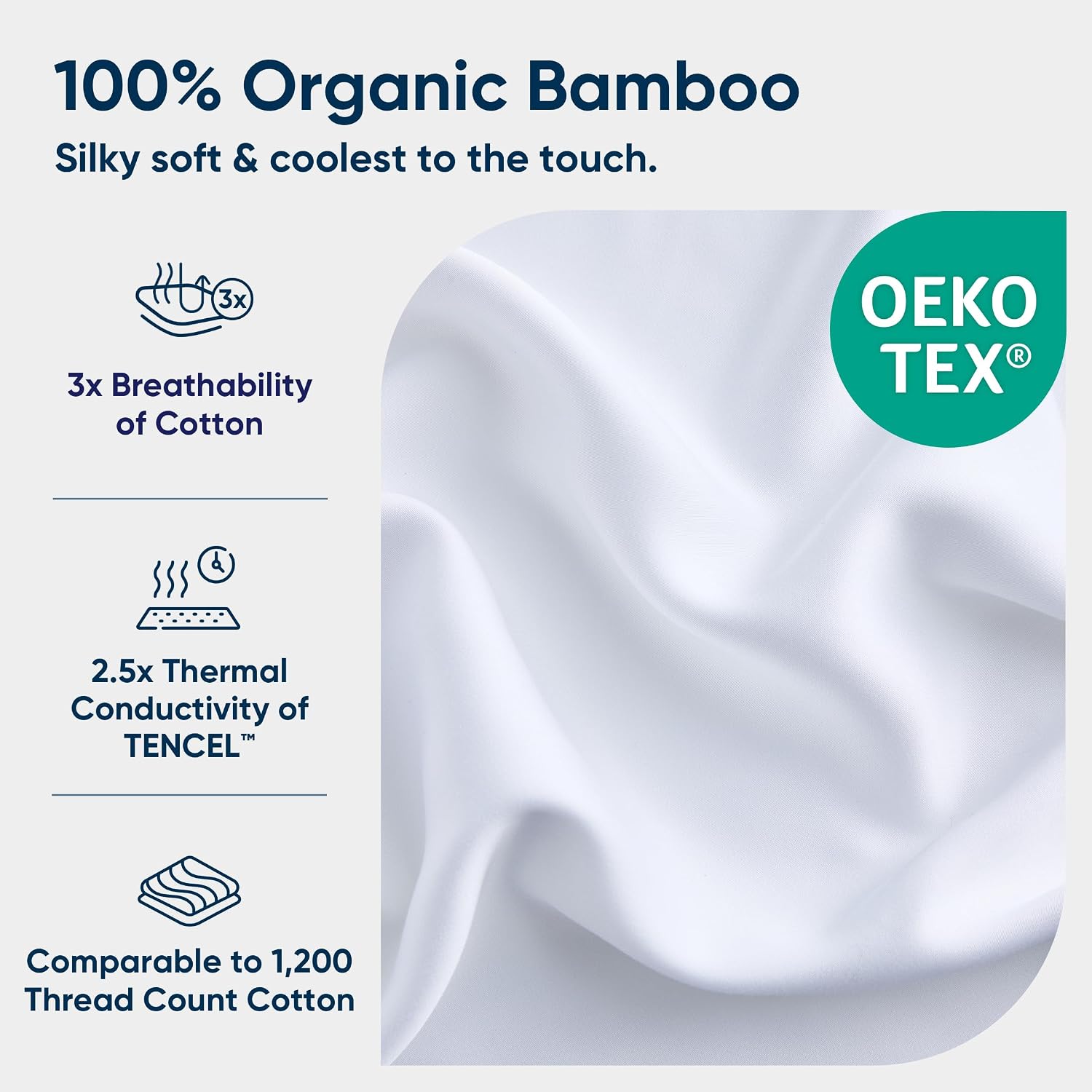 Vesta Sheet Set – Soft, Breathable & Cooling, 100% Viscose Derived from Bamboo, Perfect for a Comfortable Sleep, Includes 1 Fitted Sheet, 1 Flat Sheet & 2 Pillowcases (Alaskan White, King/Cali King)