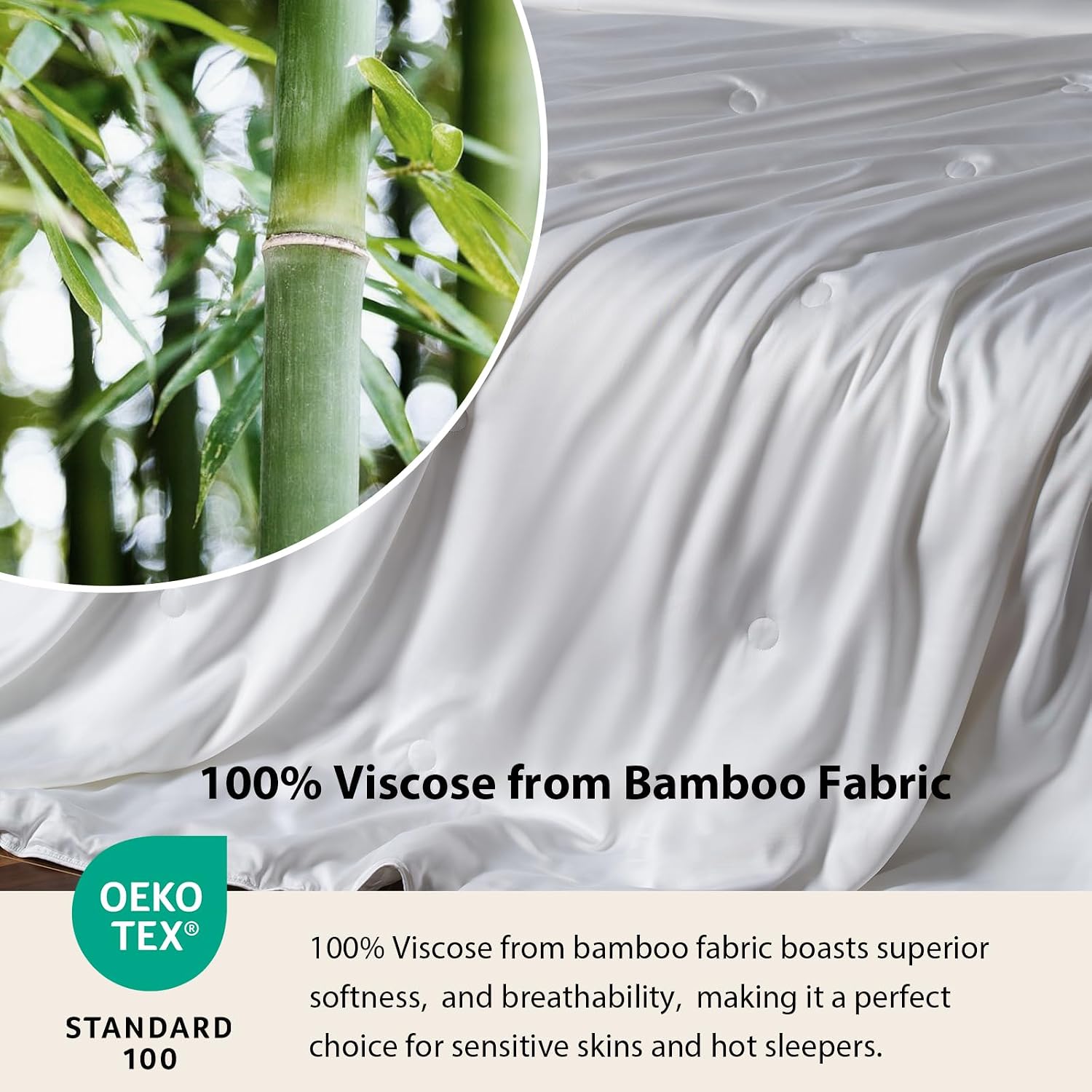 EP Mode Mulberry Silk Filled Quilt with 100% Viscose from Bamboo Fabric, Natural Lightweighted Cooling Comforter (White, Twin 68' X 88')