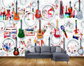 Exclusive BVZ1502 Musical Instruments Notes Microphones Wine Galsses Butterflies HD 3D Wallpaper(274 cm x 213 cm)