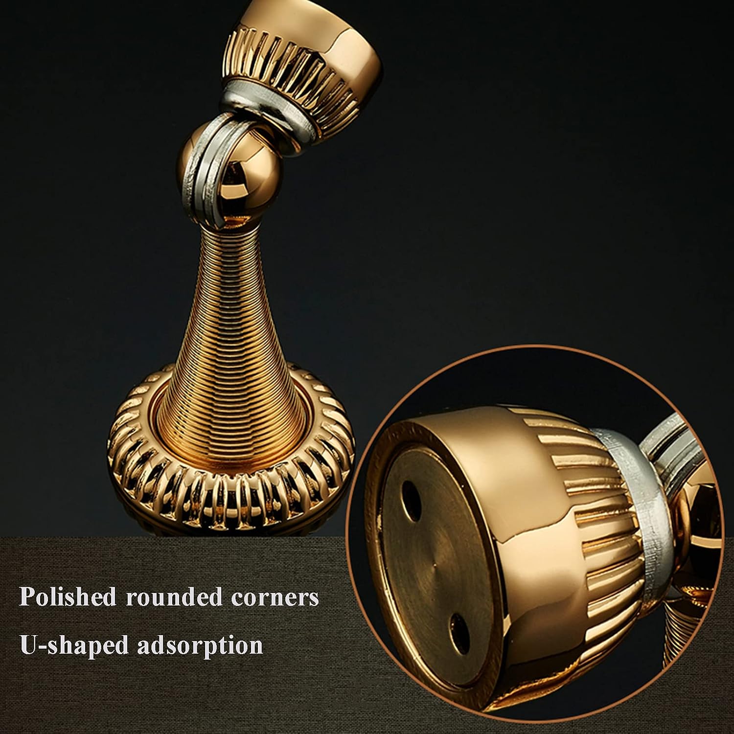 Magnetic Door Stop, Bronze Magnetic Door Stopper Holder, Modern Soft Catch Doorstop in Brushed Satin Nickel, Wall Or Floor Mount Door Stopper with Screws,e(A)