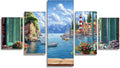 Landscape Diamond Art 5 Piece Diamond Painting Lighthouse 5D Full Square Drill Dimond Art Paintings Crystal Crafts for Adults Gem Painting for Home Decor, Large Artwork for Wall 40 x 80 Inch, Model126