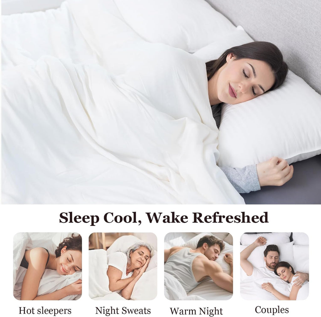 Globon Cooling Comforter Queen Size, Lightweight Summer Comforter for Hot Sleepers,Ultra Soft Bamboo Viscose Fabric, Breathable & Moisture,Soy Fiber Blend Fill, White