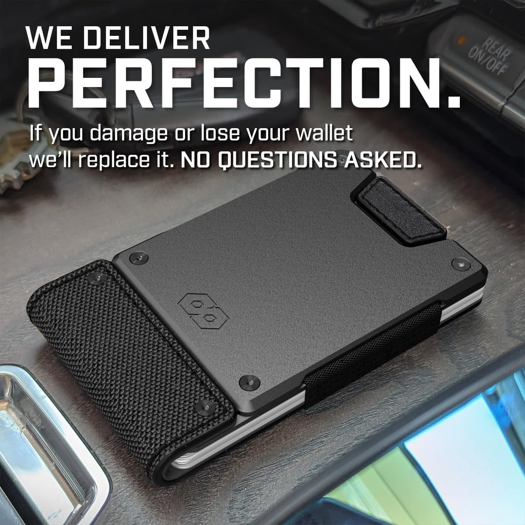 PROOF Wallet | Slim Minimalist Wallets for Men | Leather & Metal | RFID Wallet | Front/Back Pocket | Gift Box | Veteran Owned