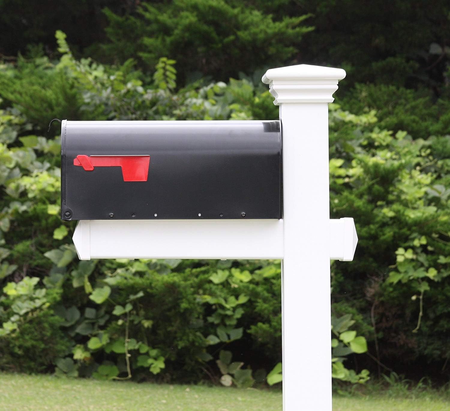 4Ever Products The Buchanan Vinyl/PVC Mailbox Post - Complete Decorative Curbside Mailbox System with Classic Traditional Style (Black)