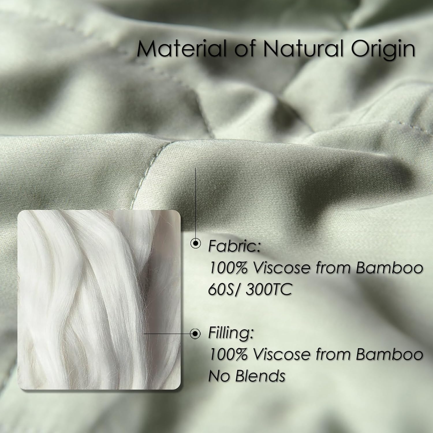 EP Mode Lightweight Quilt Blanket for Summer, Viscose from Bamboo Fabric & Filling, Natural, Breathable & Machine Washable- Sage Green, Queen