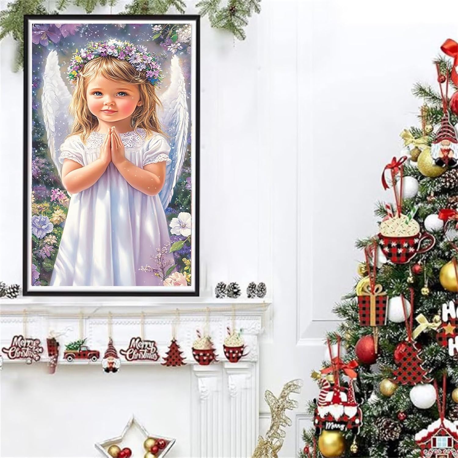 Diamond Art Kits for Adults Angel Diamond Painting Kits, 5D Round Girl Full Drill Dimond Art Paintings Crystal Rhinestones Crafts for Adults for Gift Home Wall Decor, Large Size 40 x 80 Inch, Model693